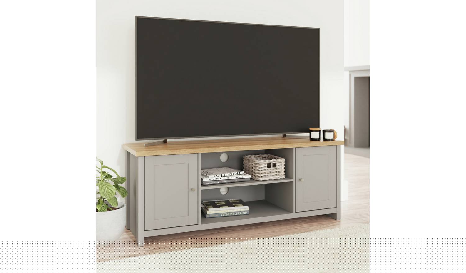 GFW Lancaster 2 Door TV Unit - Grey
