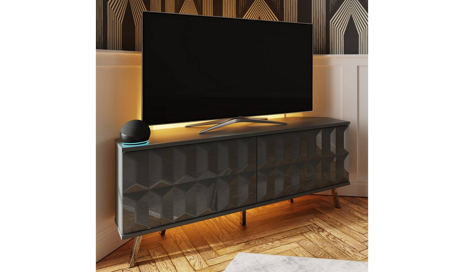 Frank Olsen Elevate 2 Door Corner TV Unit - Grey