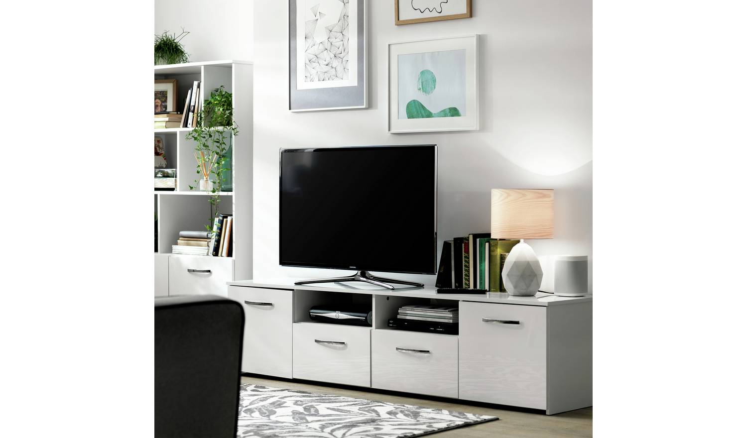 Argos Home Hayward 2 Door TV Unit - White Gloss