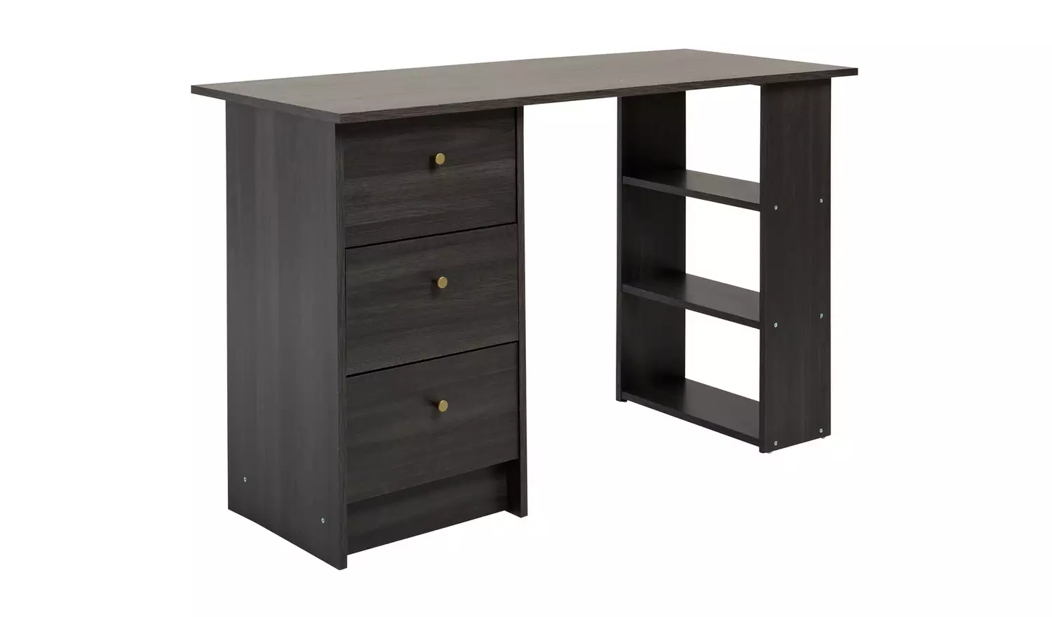 Argos Home Malibu 3 Drawer Office Desk - Black & Brown