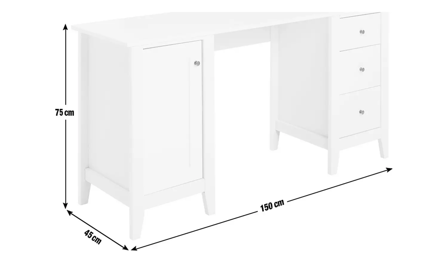 Habitat Minato 3 Drawer Office Desk - White