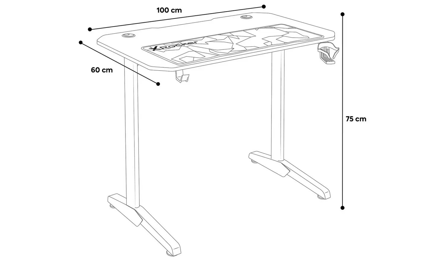 X Rocker Panther Gaming Desk - Black