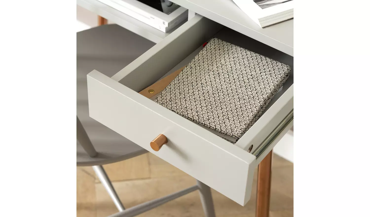 Habitat Valence 2 Drawer Office Desk - Grey & Rose Gold