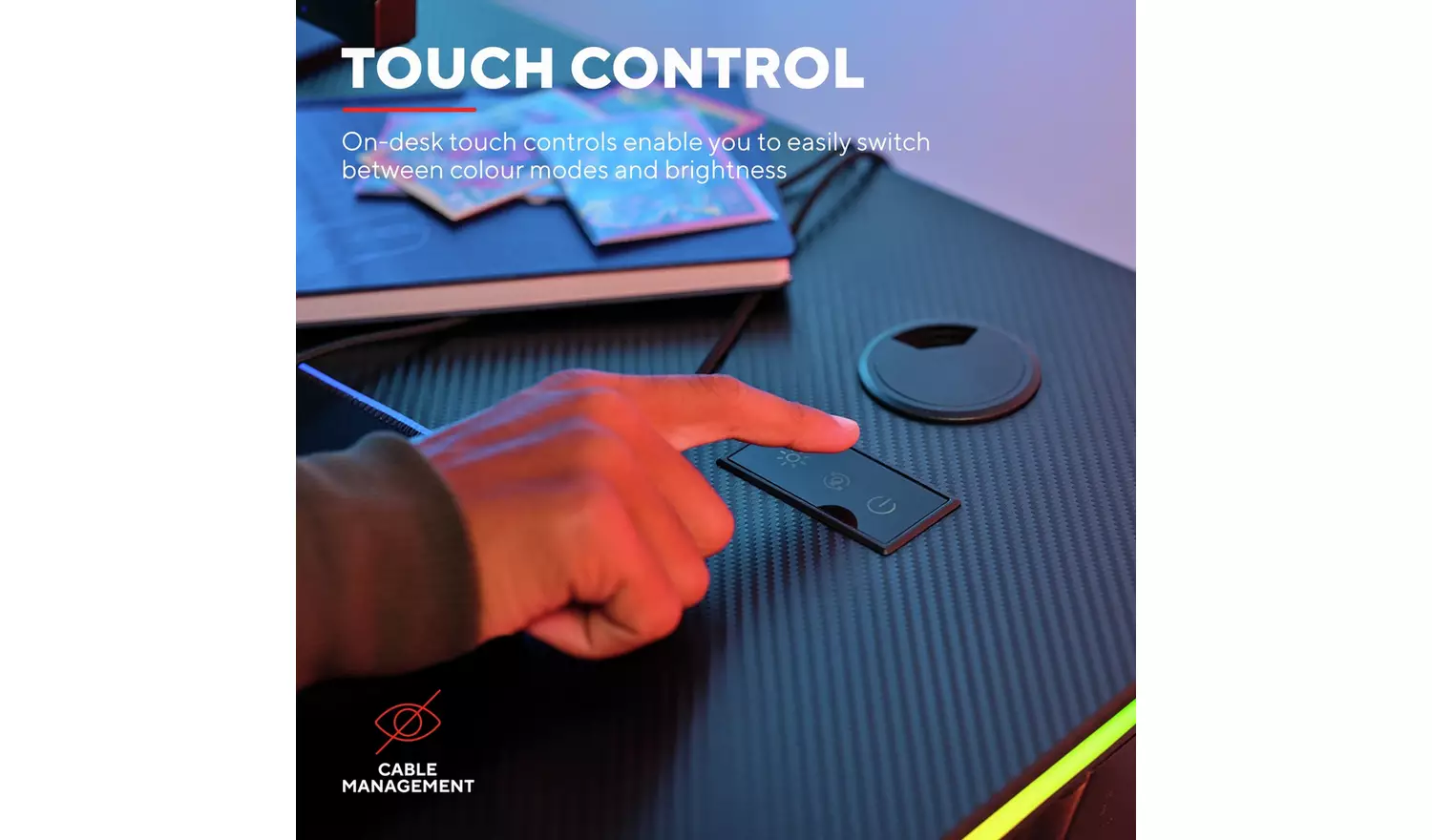 Trust GXT709 Luminus RGB Gaming Desk - Black