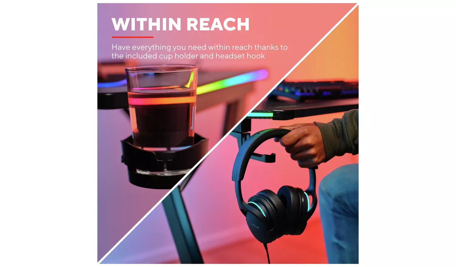 Trust GXT709 Luminus RGB Gaming Desk - Black