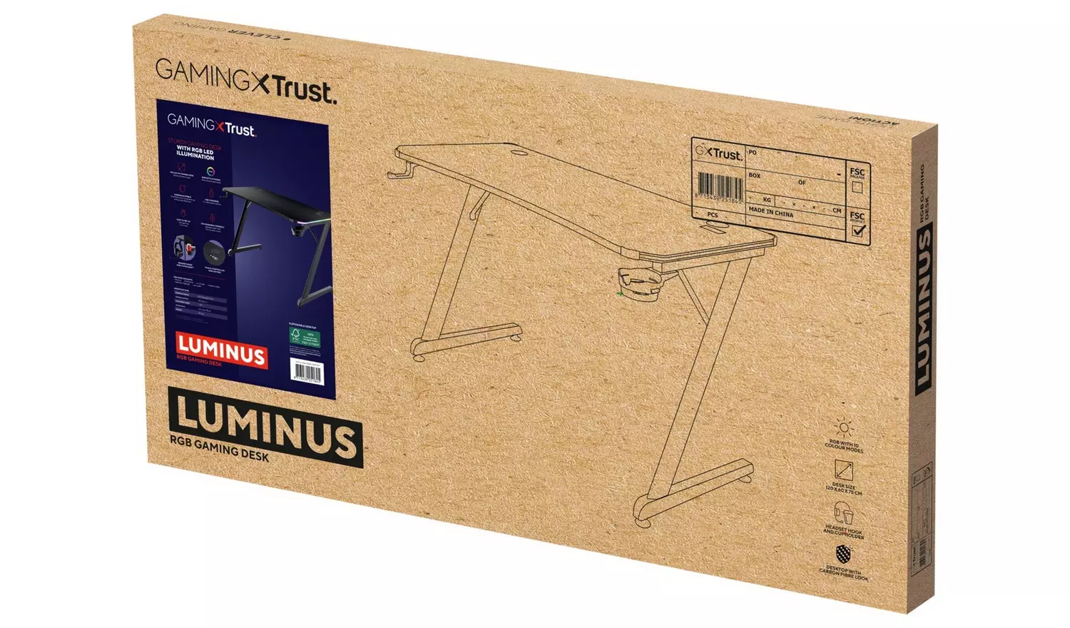 Trust GXT709 Luminus RGB Gaming Desk - Black