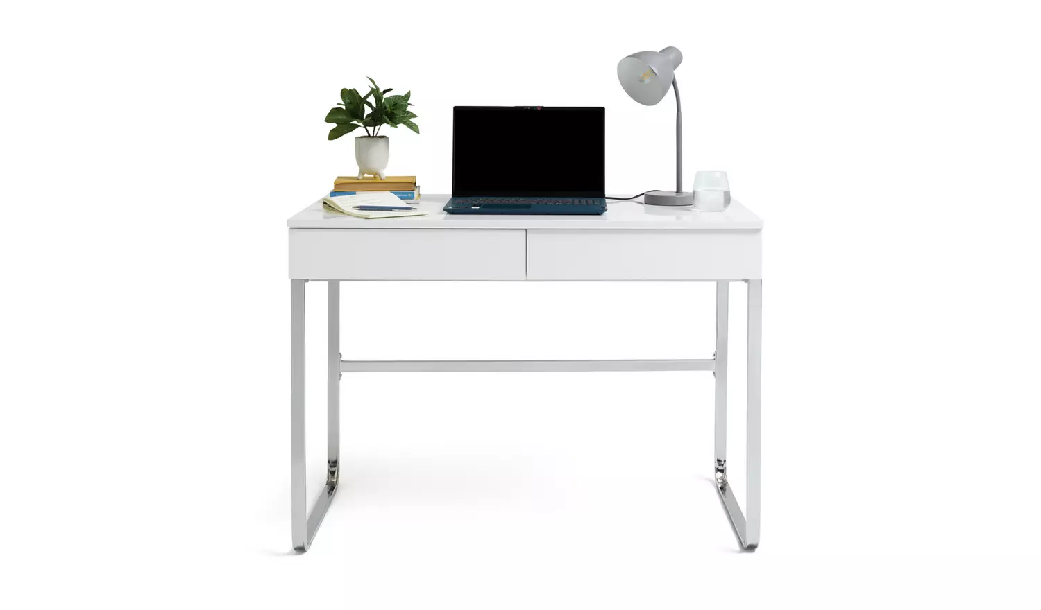 Habitat Sammy 2 Drawer Desk - White Gloss