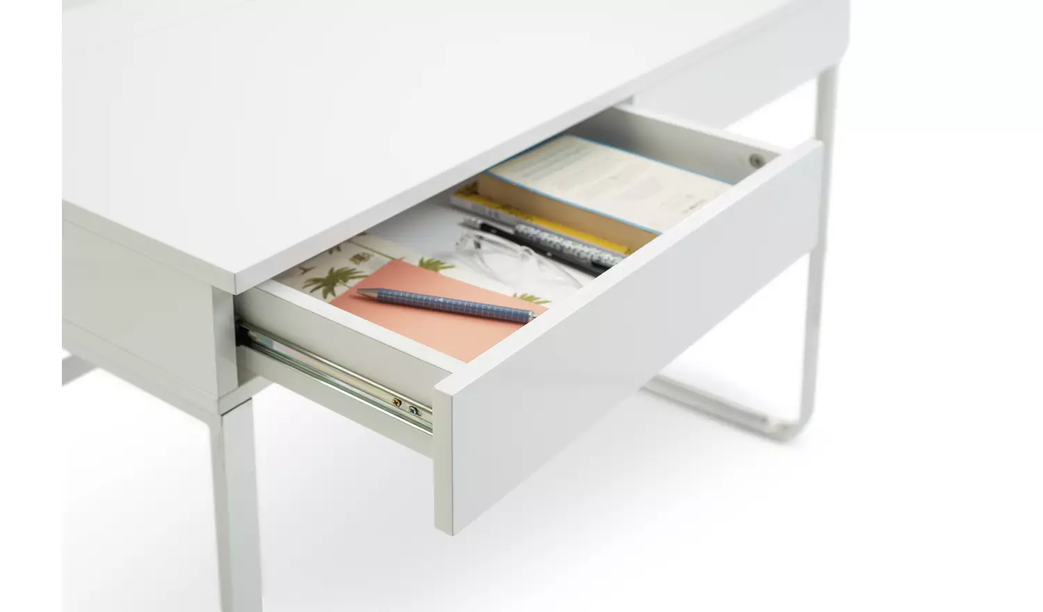 Habitat Sammy 2 Drawer Desk - White Gloss