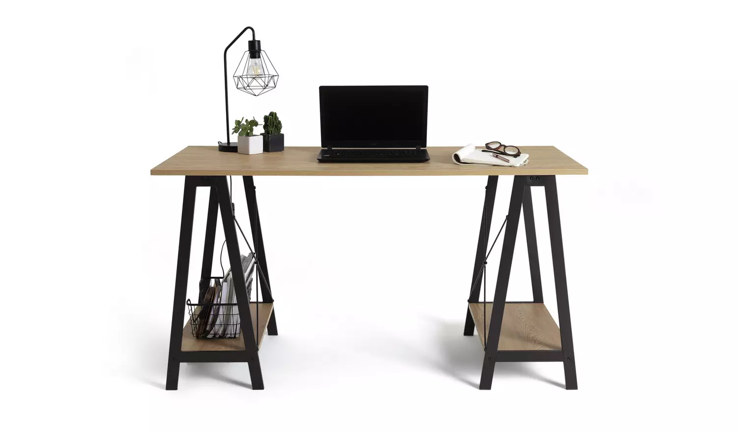Habitat Trestle Table Office Desk - Oak Effect