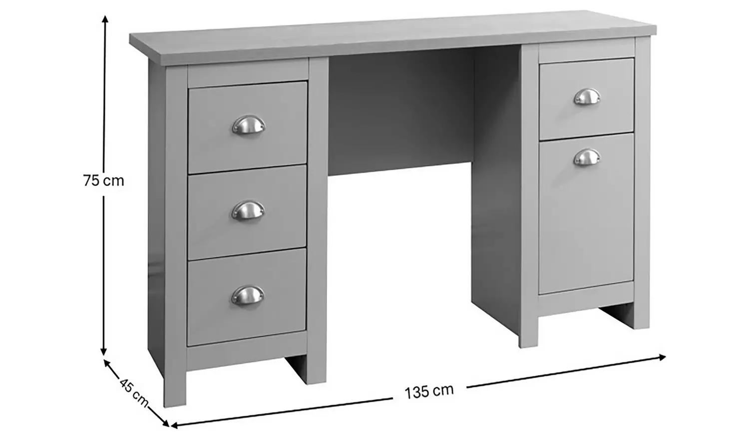 GFW Lancaster 4 Drawer Desk - Grey