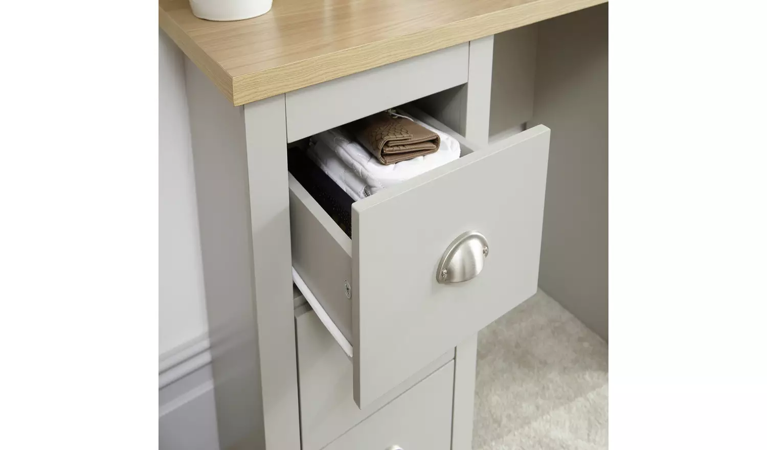 GFW Lancaster 4 Drawer Desk - Grey