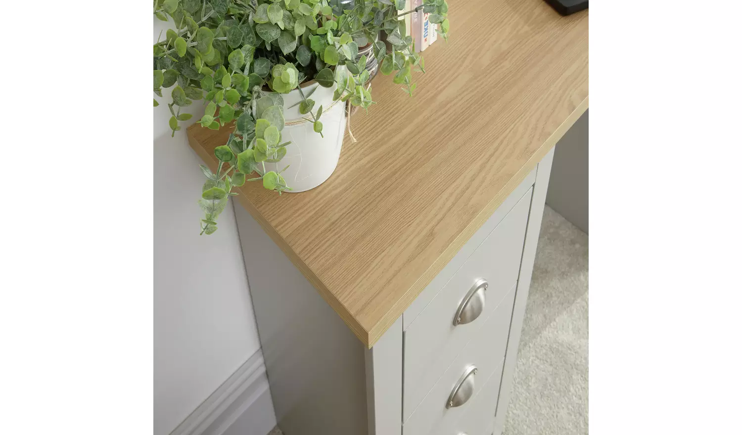 GFW Lancaster 4 Drawer Desk - Grey