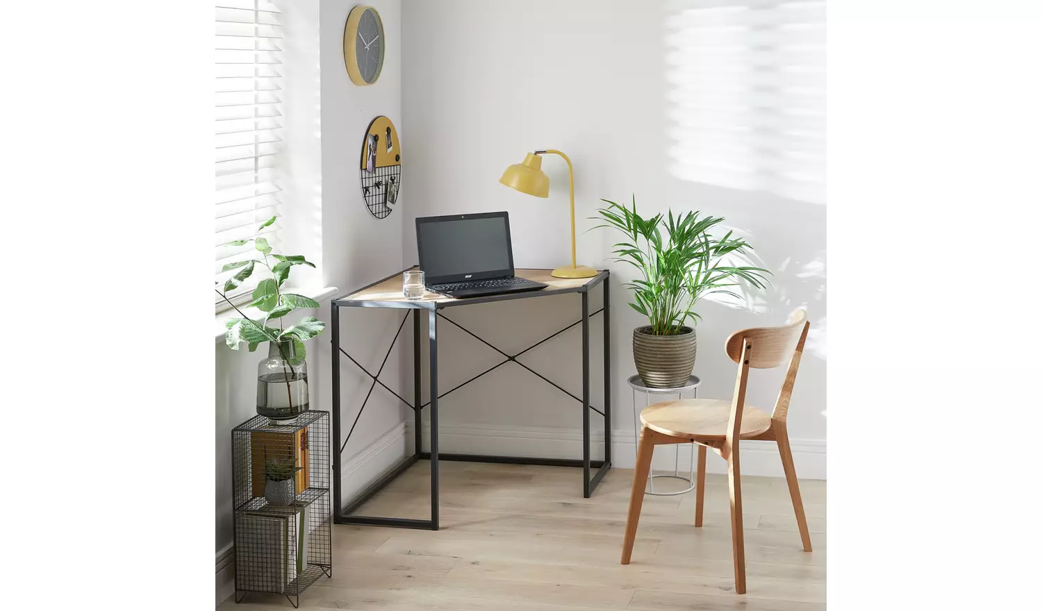 Argos Home Loft Living Corner Office Desk - Light Oak Effect