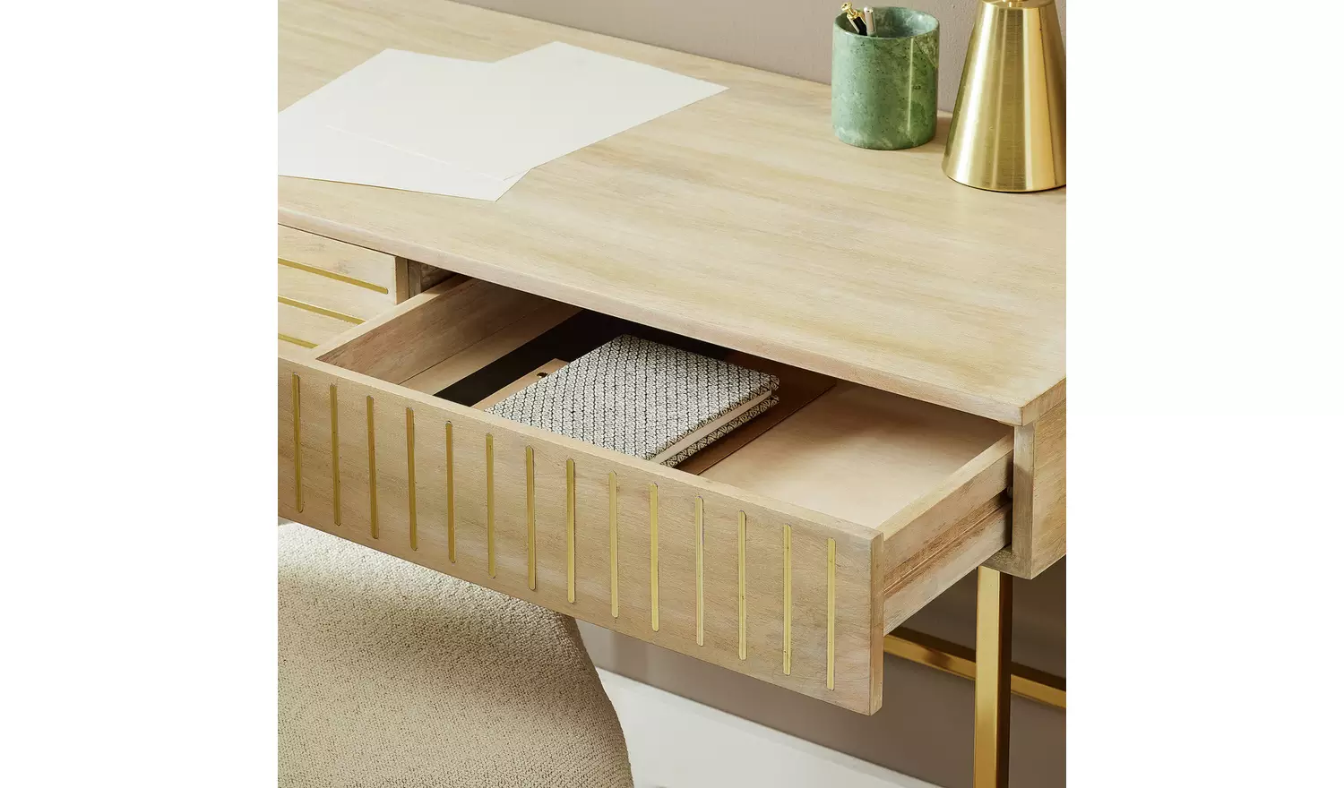 Habitat Samara 2 Drawer Office Desk - Light Wood