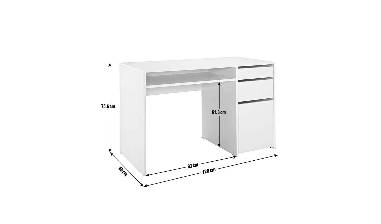 Argos Home Pepper 2 Drawer Pedestal Office Desk - White