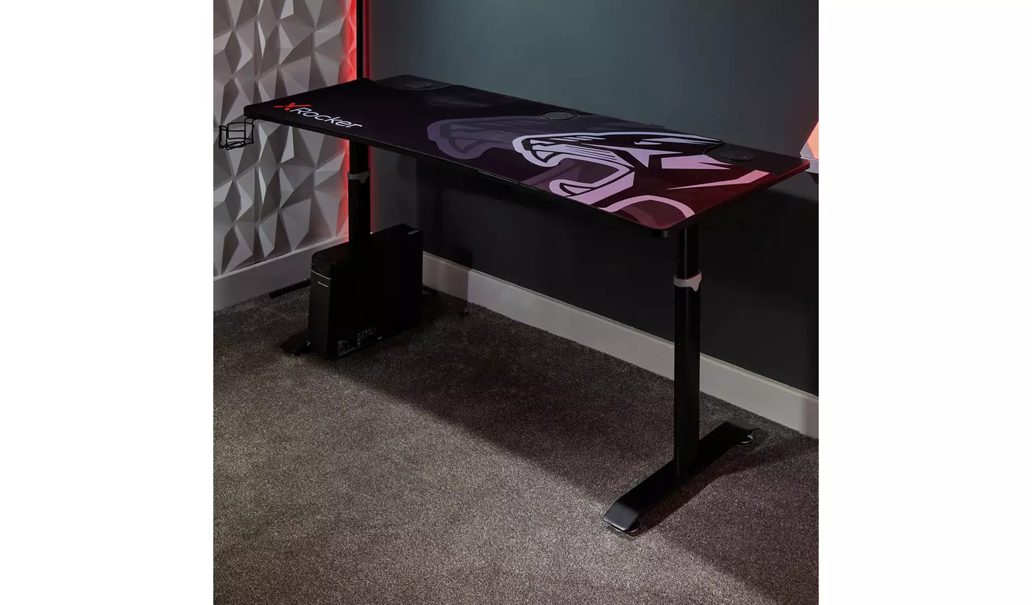 X-Rocker Cougar XL Height Adjustable Gaming Desk - Black