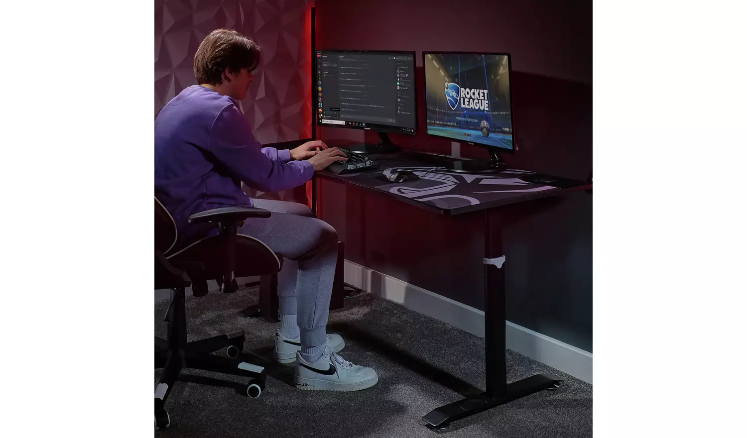 X-Rocker Cougar XL Height Adjustable Gaming Desk - Black