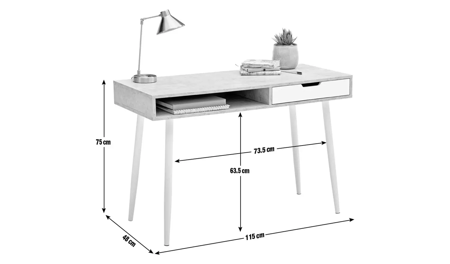 Habitat Concrete Style Office Desk - Grey