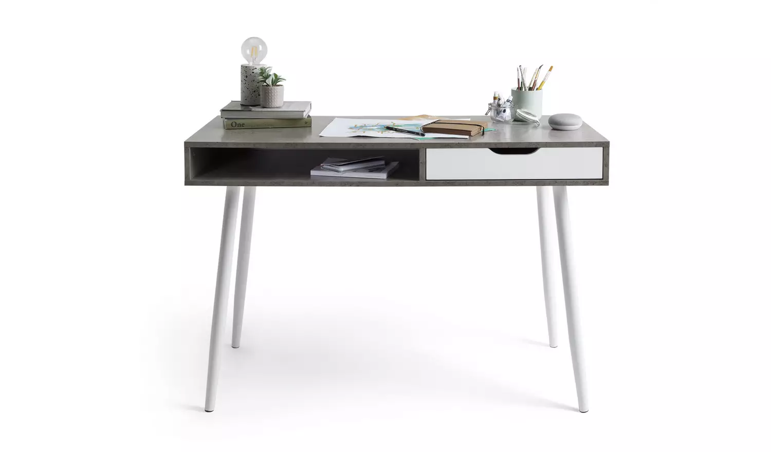 Habitat Concrete Style Office Desk - Grey