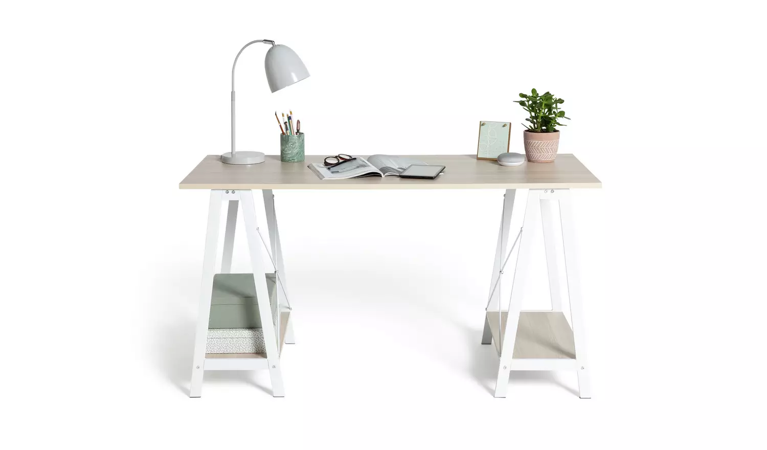 Habitat Trestle Table Office Desk - White