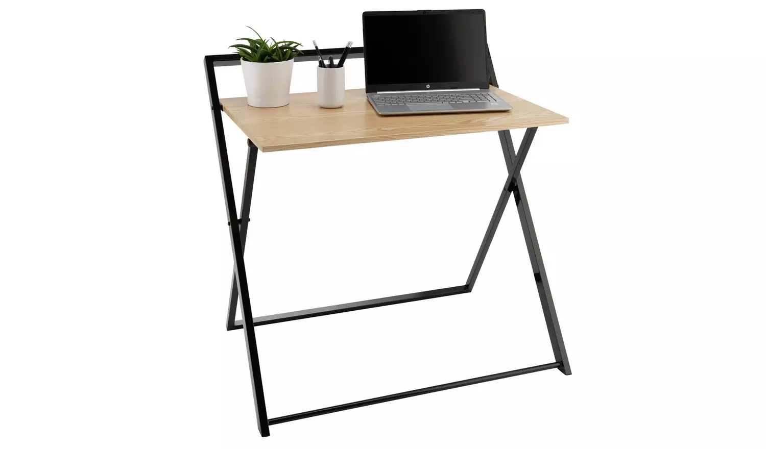 Habitat Compact Folding Office Desk - Black & Oak