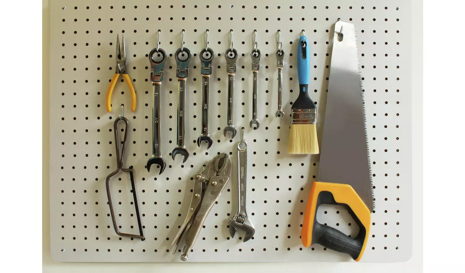 Cathedral Peg Board 76 x 56 12 Hooks - White