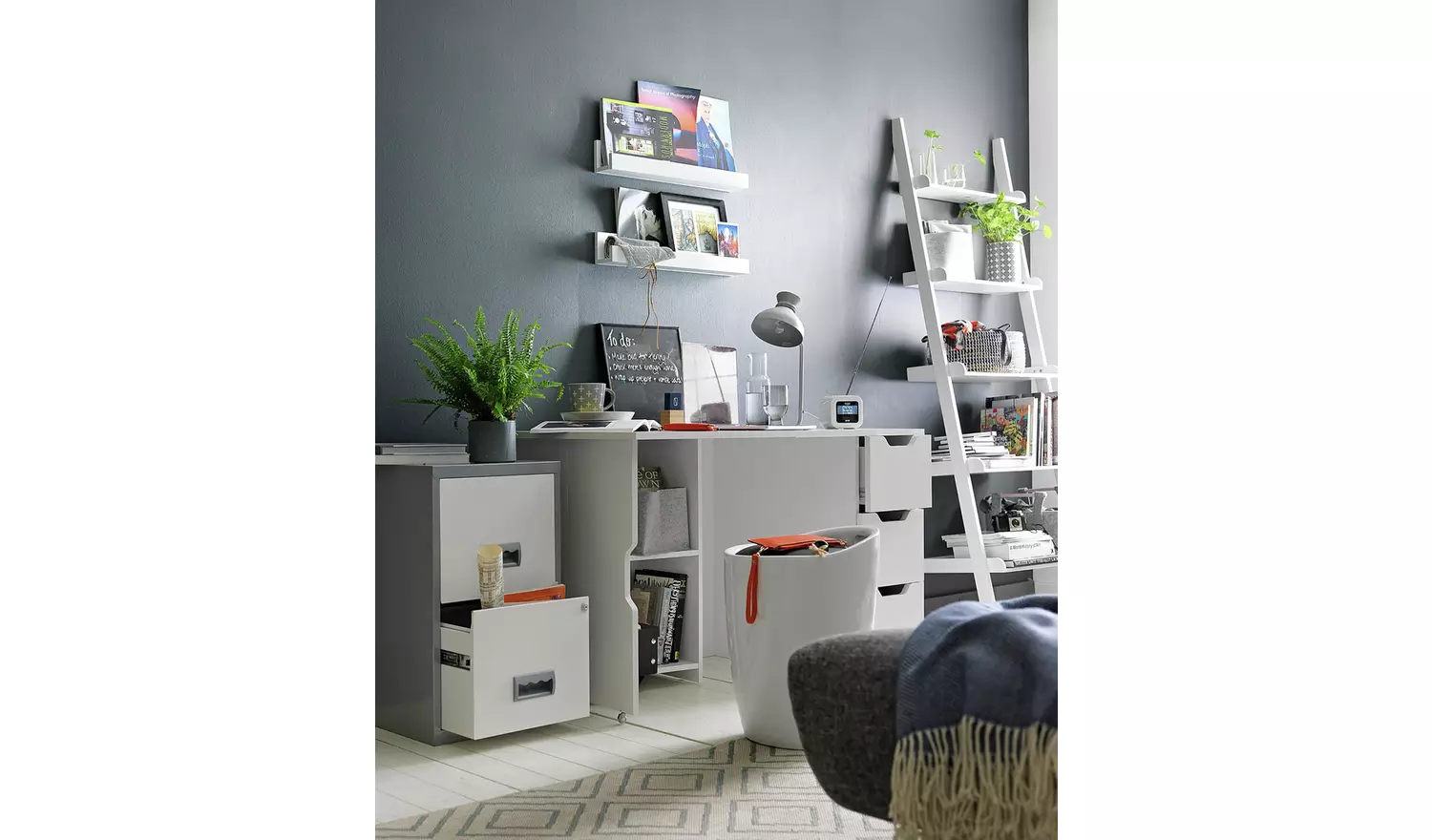 Pierre Henry 2 Drawer Metal Filing Cabinet - Silver & White