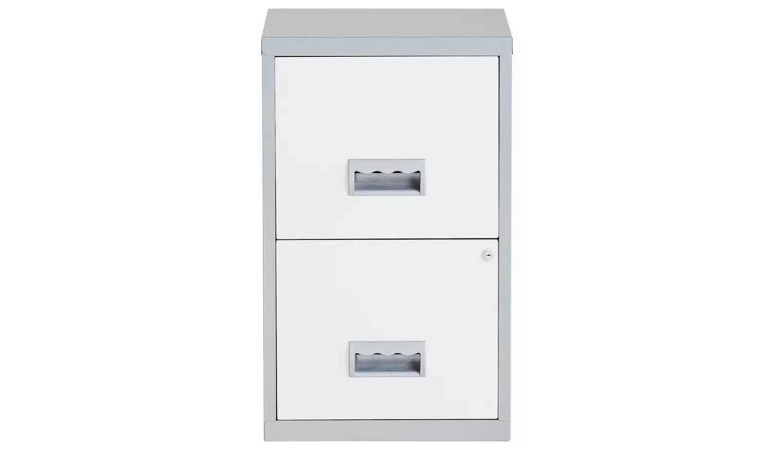 Pierre Henry 2 Drawer Metal Filing Cabinet - Silver & White