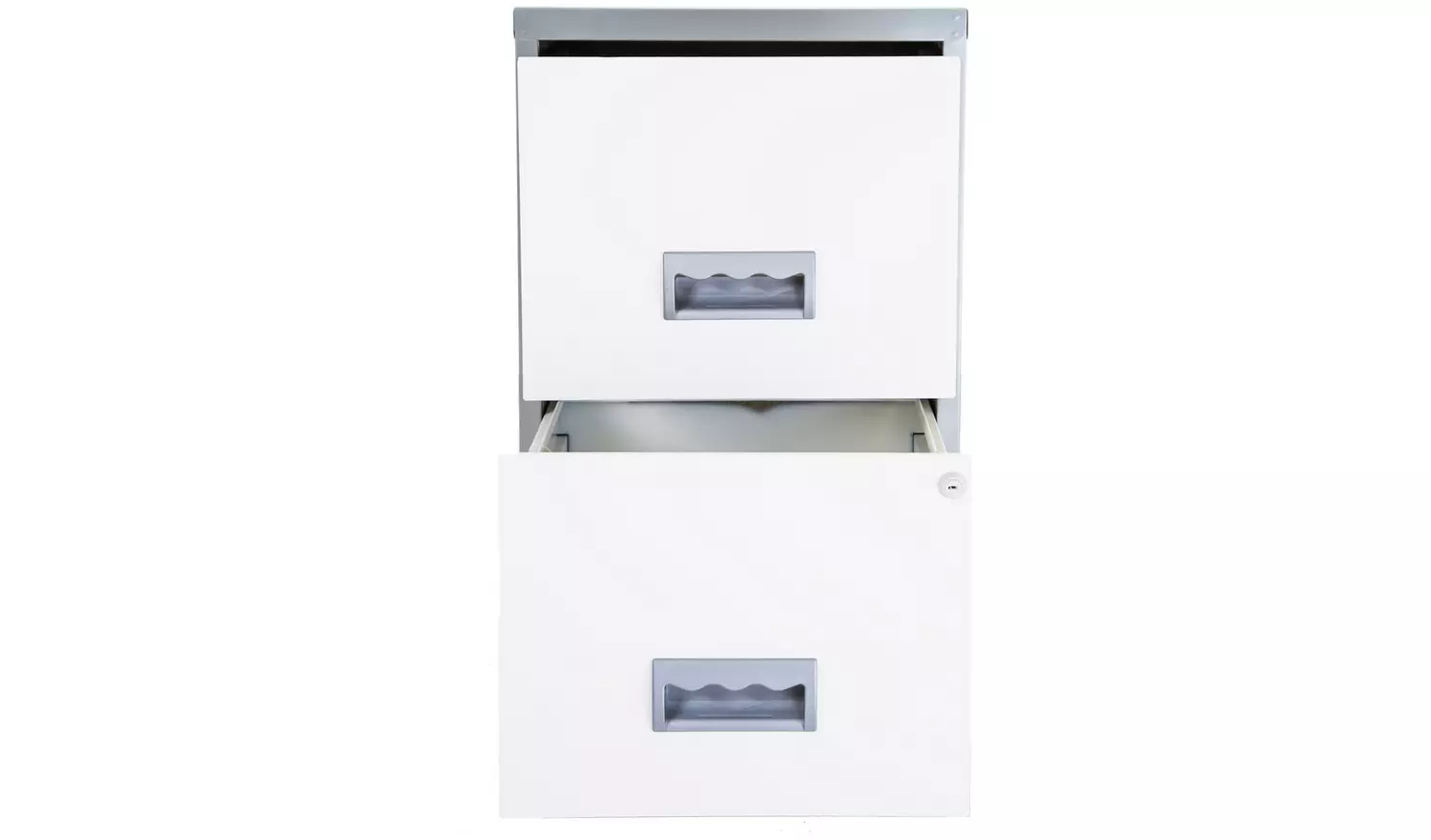 Pierre Henry 2 Drawer Metal Filing Cabinet - Silver & White