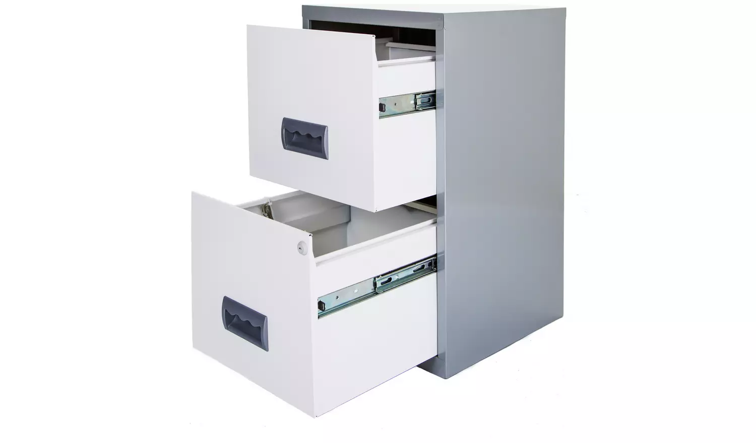 Pierre Henry 2 Drawer Metal Filing Cabinet - Silver & White