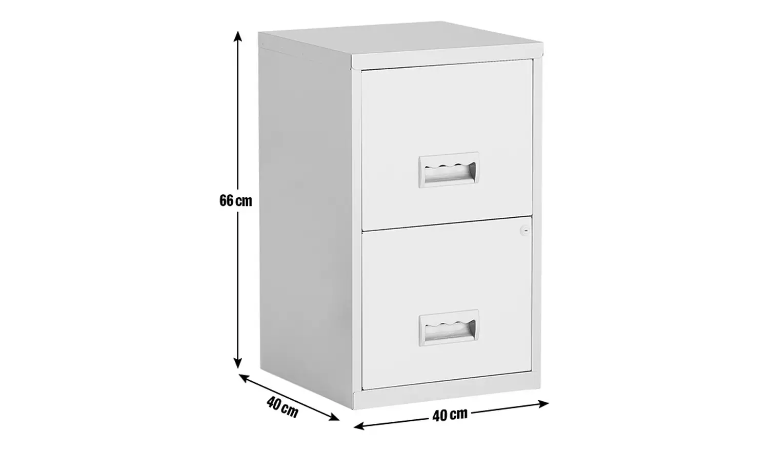 Pierre Henry 2 Drawer Metal Filing Cabinet - Silver & White