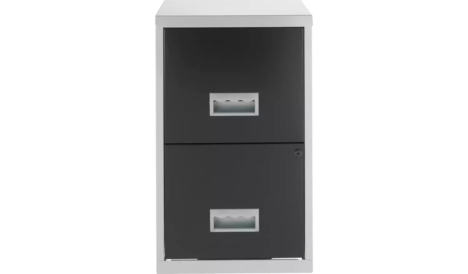 Pierre Henry 2 Drawer Metal Filing Cabinet - Silver & Black