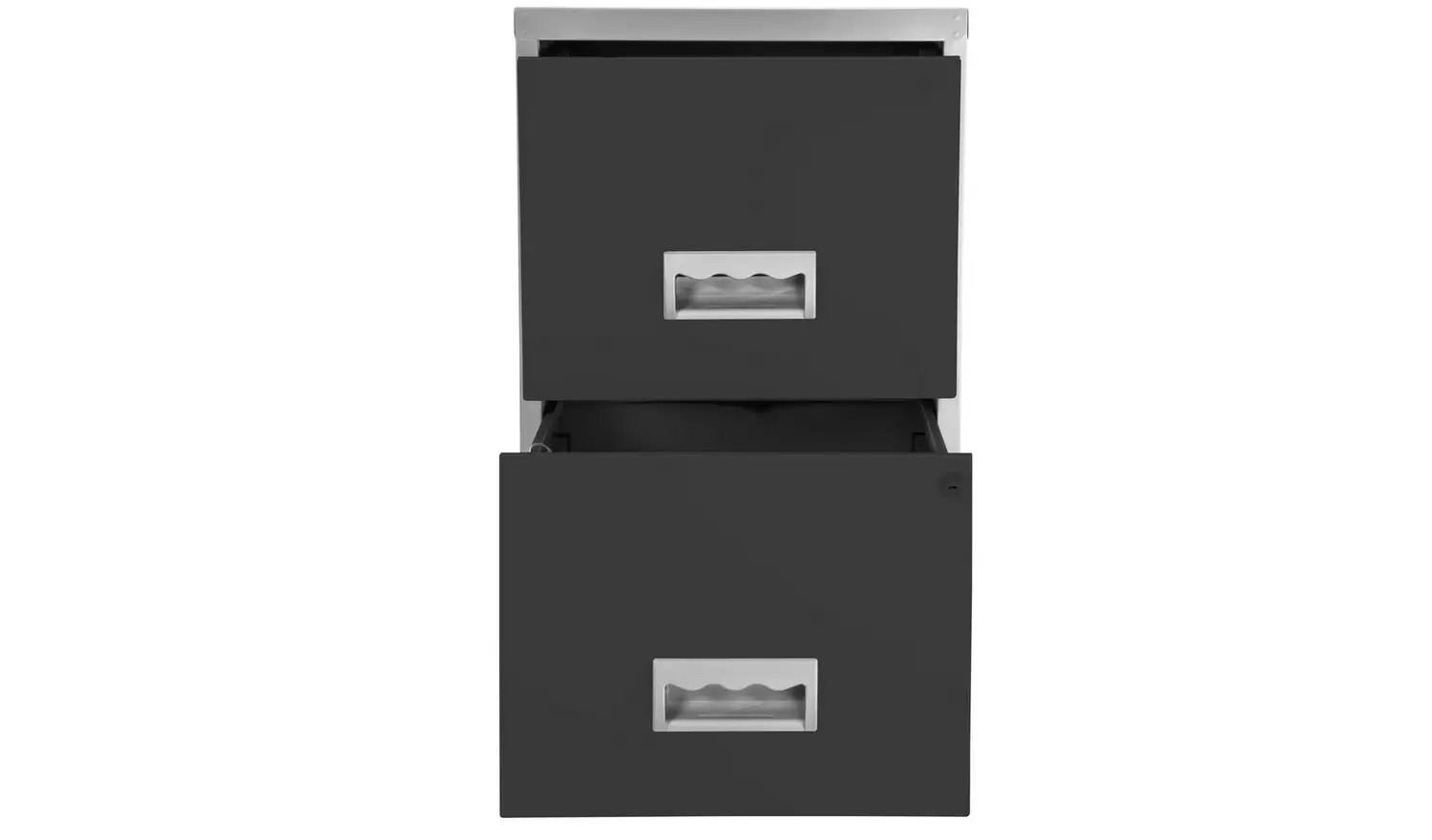 Pierre Henry 2 Drawer Metal Filing Cabinet - Silver & Black