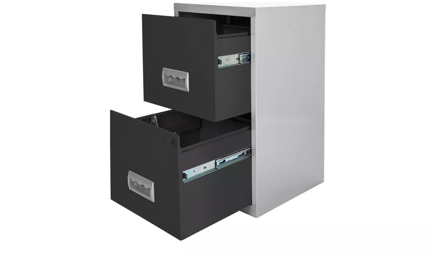 Pierre Henry 2 Drawer Metal Filing Cabinet - Silver & Black