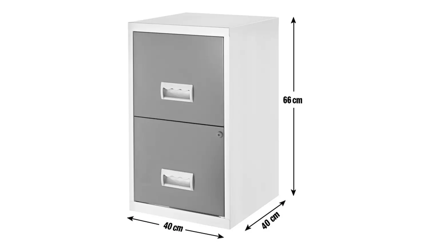 Pierre Henry 2 Drawer Metal Filing Cabinet - Silver & Black