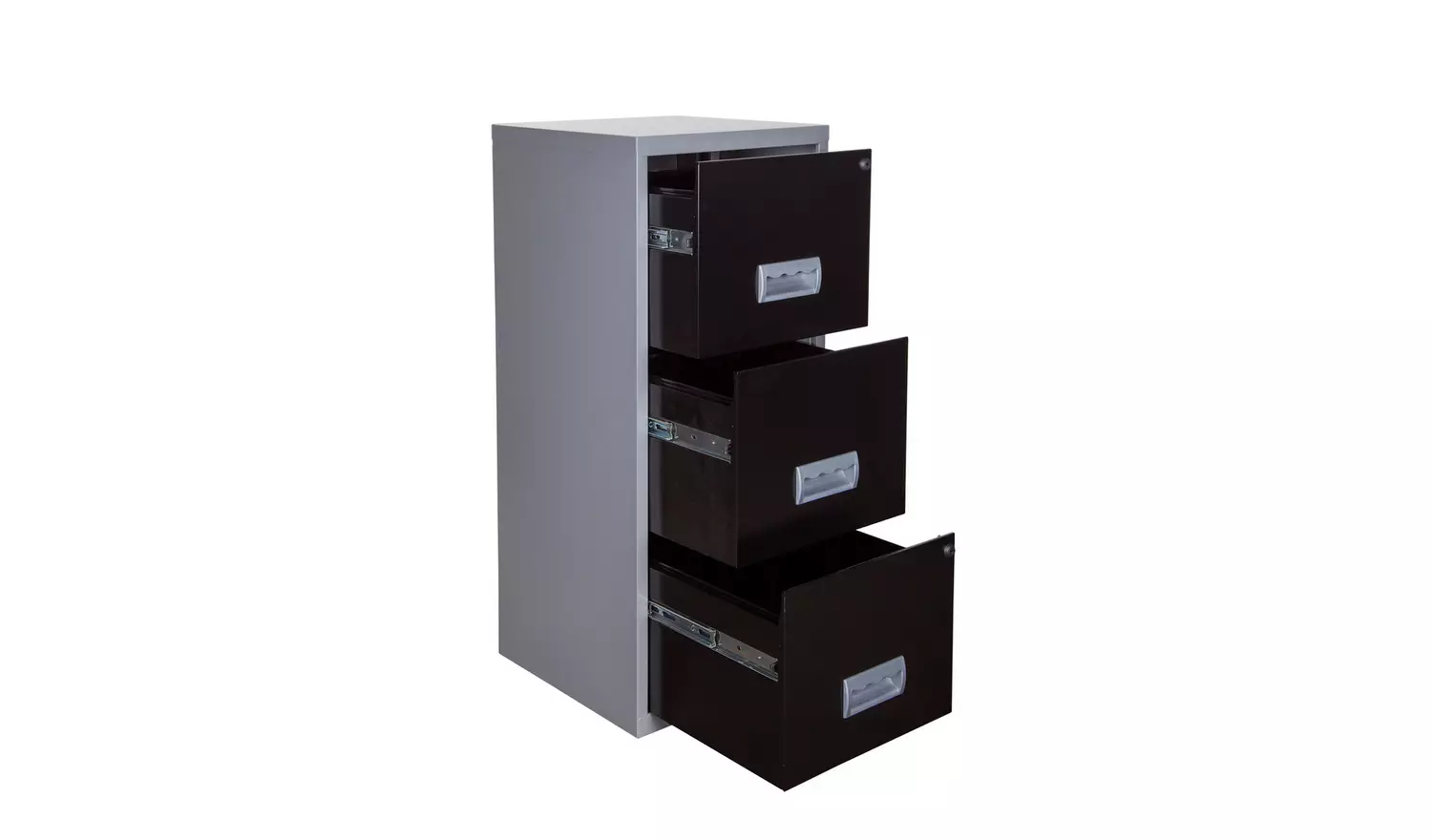 Pierre Henry 3 Drawer Maxi Filing Cabinet - Silver & Black