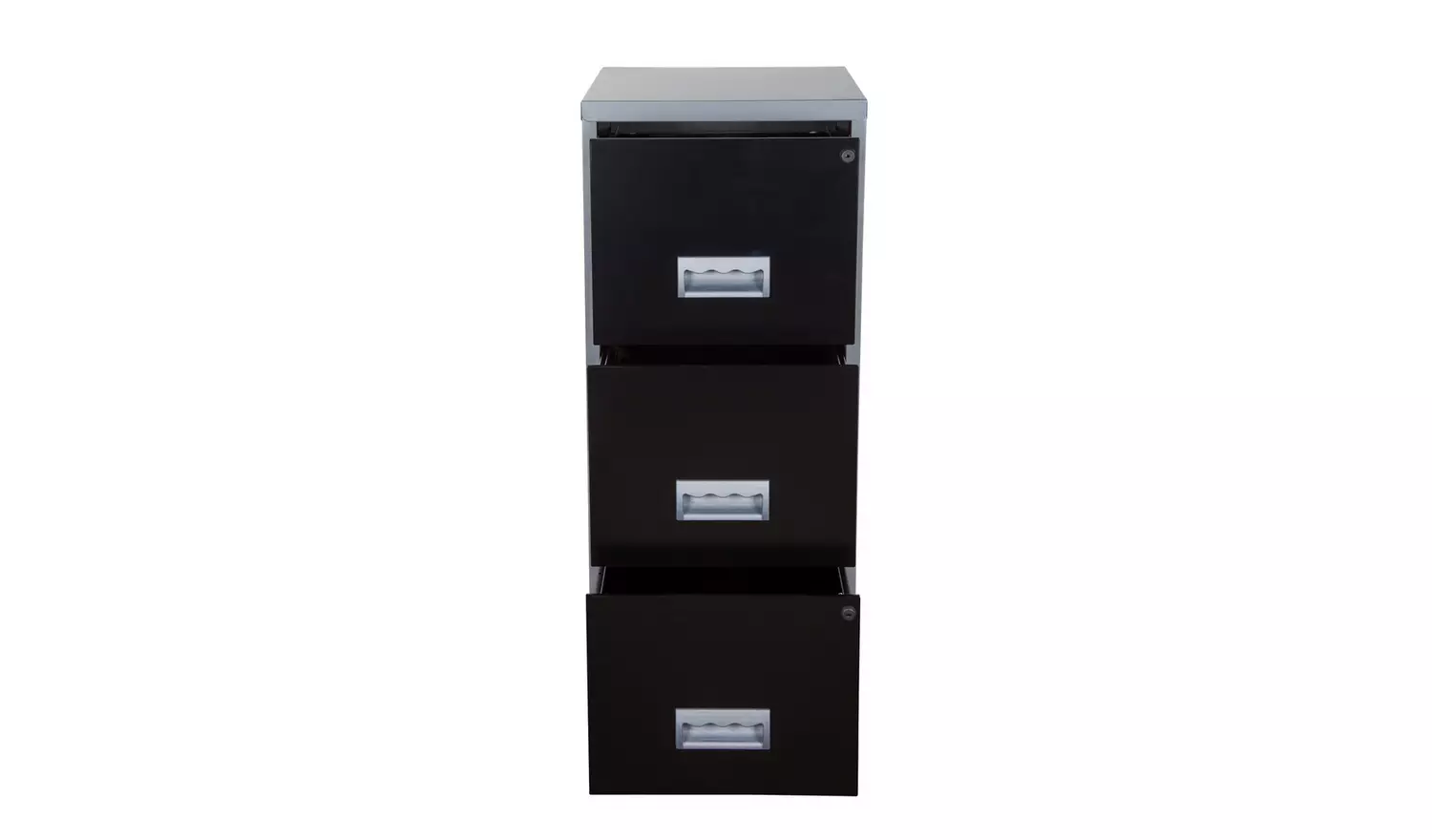 Pierre Henry 3 Drawer Maxi Filing Cabinet - Silver & Black