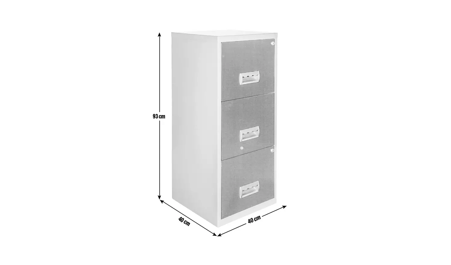 Pierre Henry 3 Drawer Maxi Filing Cabinet - Silver & Black