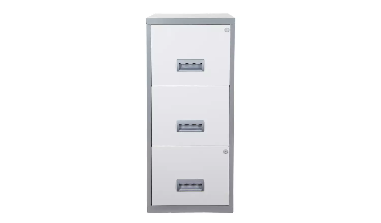 Pierre Henry 3 Drawer A4 Filing Cabinet - Silver & White