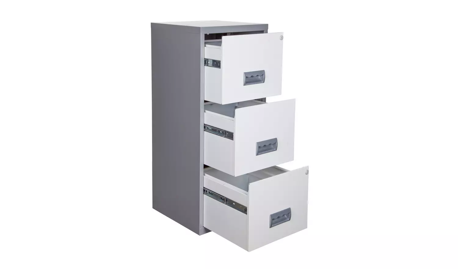 Pierre Henry 3 Drawer A4 Filing Cabinet - Silver & White