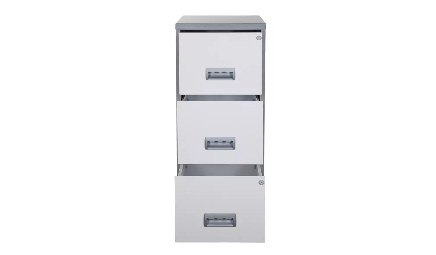 Pierre Henry 3 Drawer A4 Filing Cabinet - Silver & White