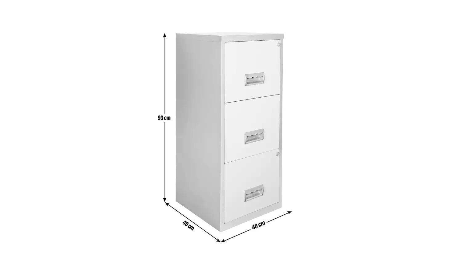 Pierre Henry 3 Drawer A4 Filing Cabinet - Silver & White