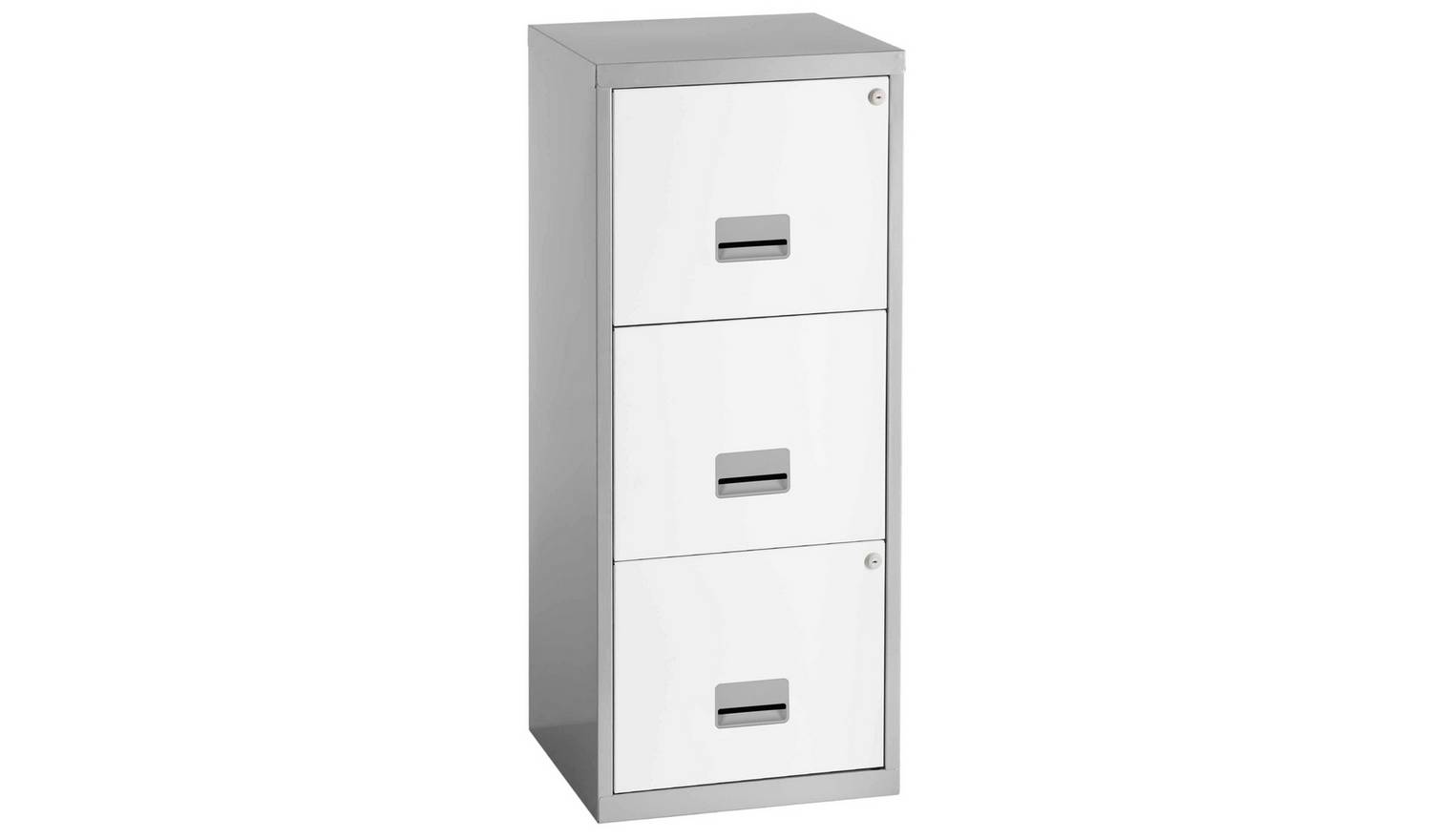 Pierre Henry 3 Drawer A4 Filing Cabinet - Silver & White