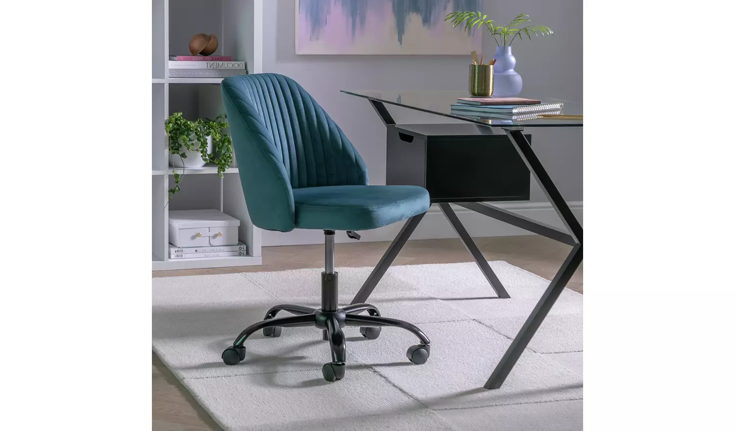 Habitat Nori Velvet Office Chair - Blue
