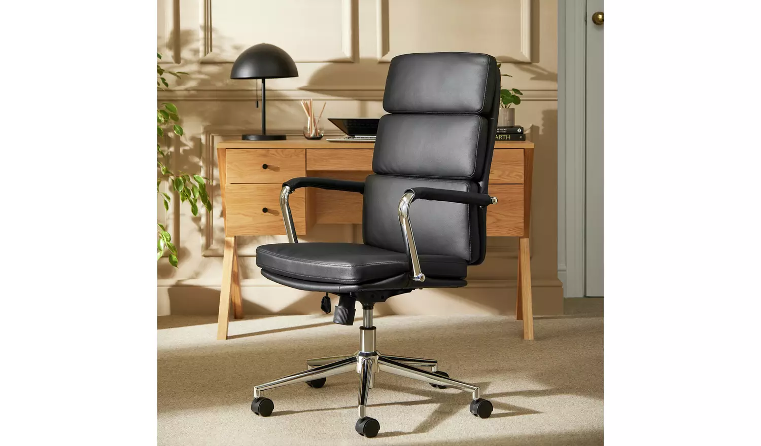 Habitat Callan Leather Mix Office Chair - Black