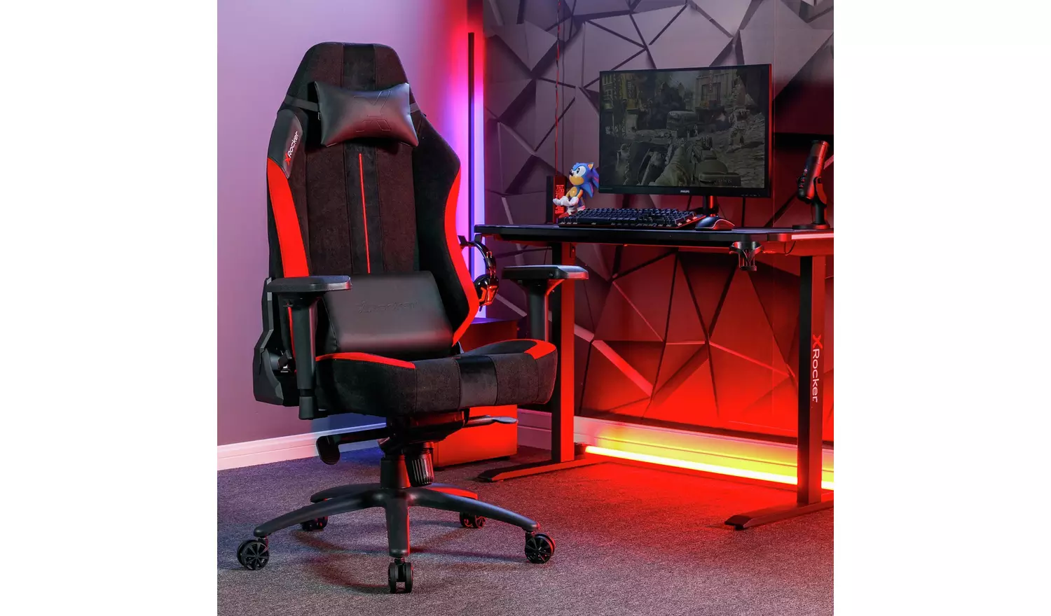 X Rocker Onyx Office Gaming Chair - Black & Red