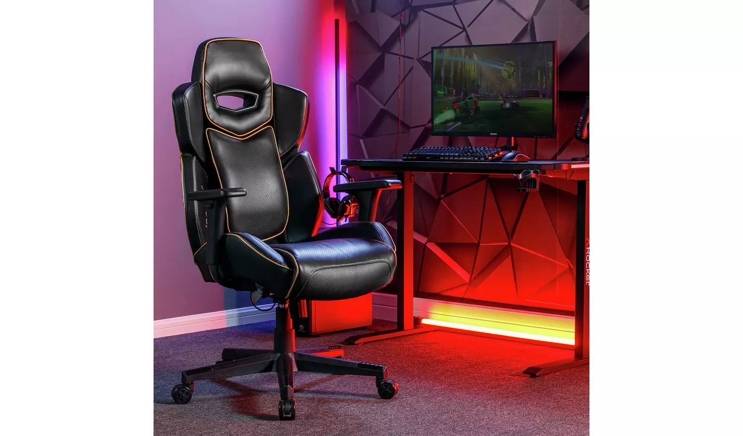 X Rocker Drogon Office Gaming Chair - Black & Gold