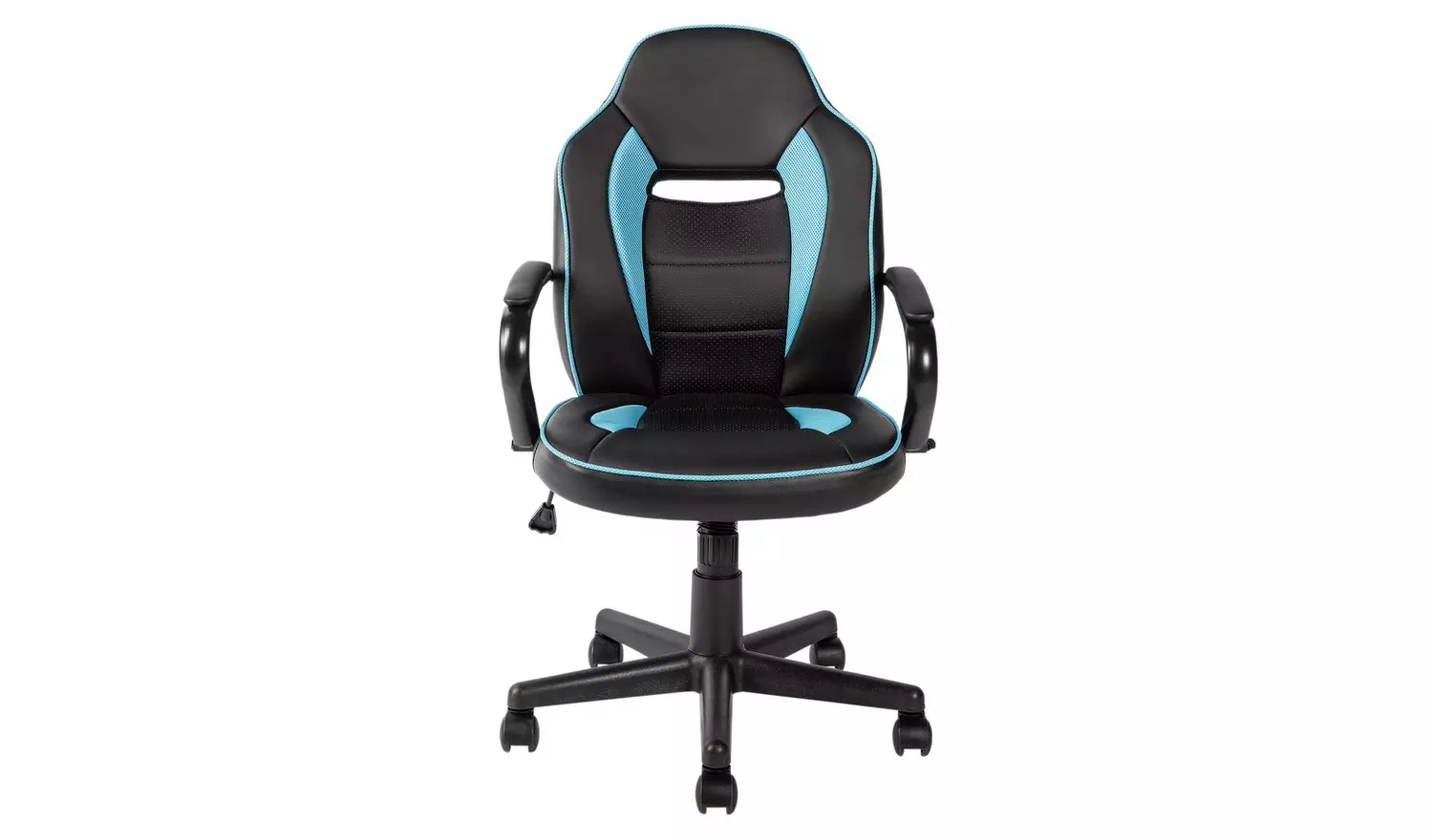 Argos Home Faux Leather Mid Back Gaming Chair - Blue & Black