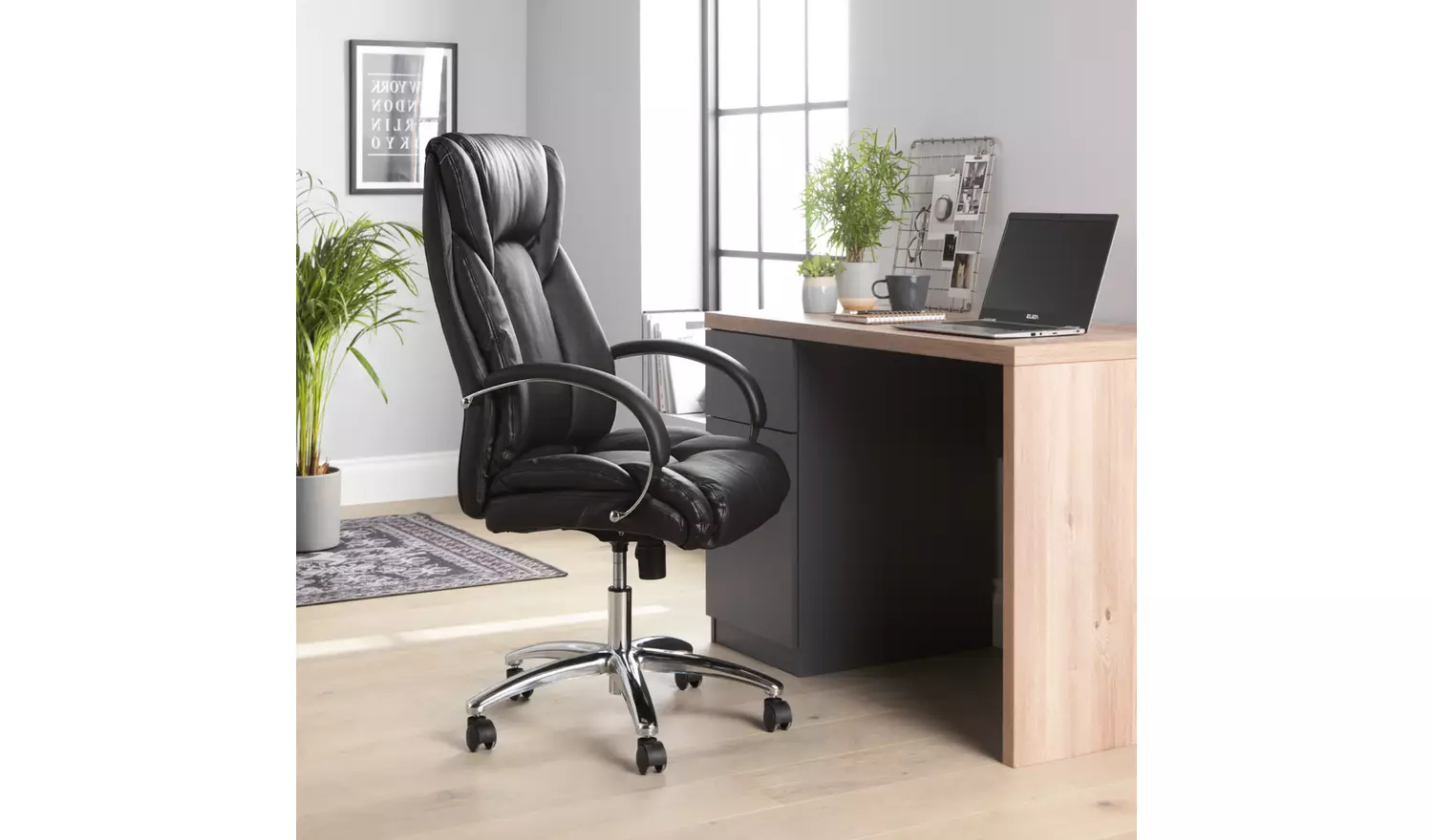 Habitat Leather Mix Manager Office Chair - Black