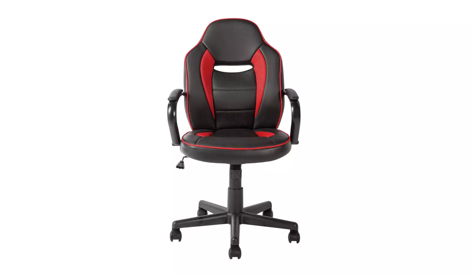 Argos Home Faux Leather Mid Back Gaming Chair - Red & Black